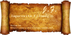 Jagerovits Filomén névjegykártya